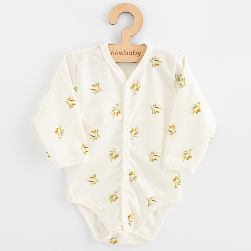 Dojčenské celorozopínacie body s dlhým rukávom z organickej bavlny New Baby Olivy 56 (0-3m)