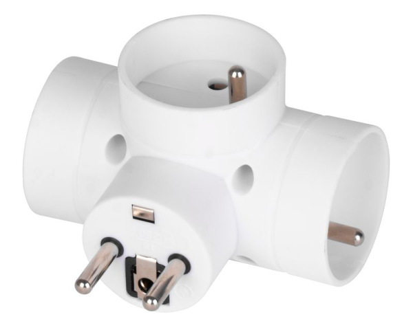Zásuvka EMOS P0024, rozbočovacia, biela, 3× 2P + PE, 230V
