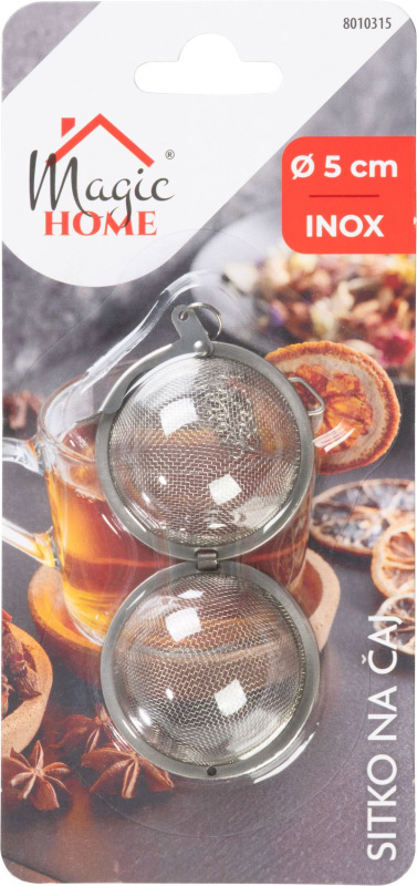 Sitko MagicHome, na čaj, guľaté, nerezové, 5 cm, čajítko 1