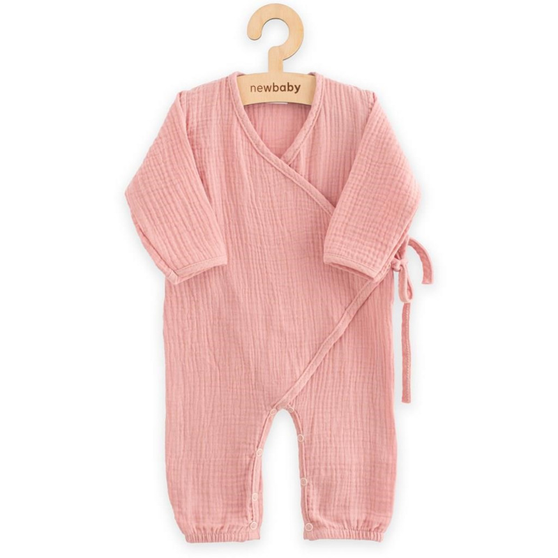Dojčenský mušelínový overal New Baby pink 80 (9-12m) 1