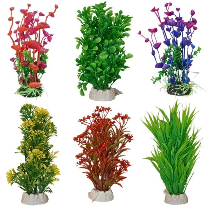Akváriová rastlina TATRAPET, umelá dekorácia, so záťažou,16-20cm, mix dizajnov