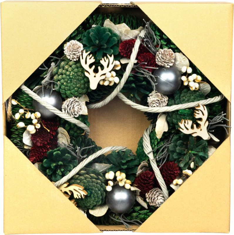 Veniec MagicHome Vianoce, závesný, zelený, 30x30x8 cm 1