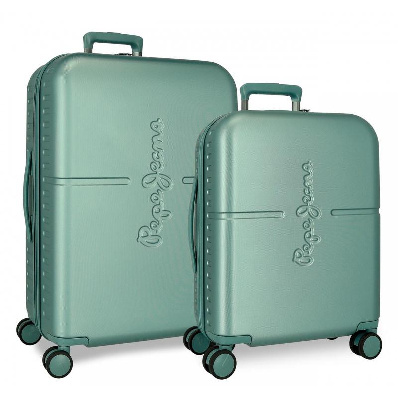 PEPE JEANS Highlight Verde, Sada luxusných ABS cestovných kufrov 70cm/55cm, 768952B