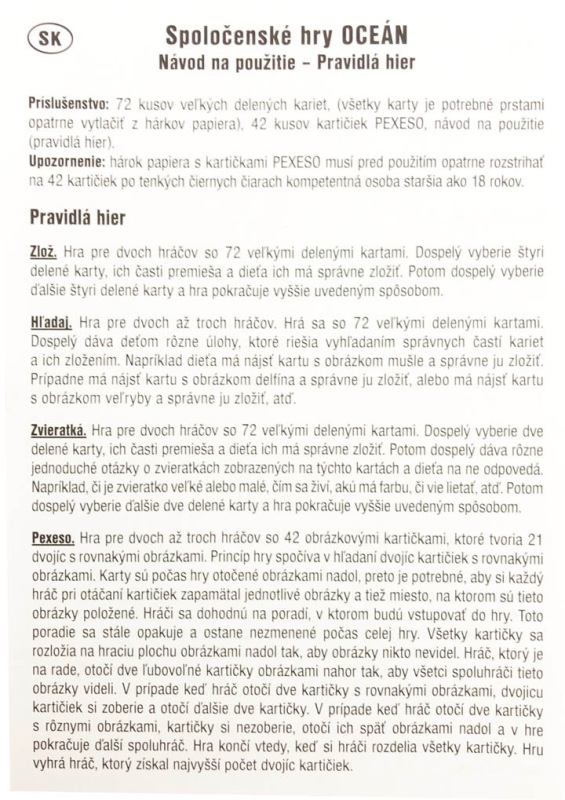 Detská hra OCEÁN 4 logické hry. 2