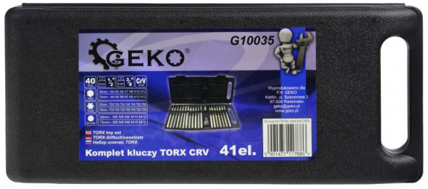 Sada bitov 10 mm, 41-dielna, 6HRAN, TORX, XZN, plastový obal, GEKO 1
