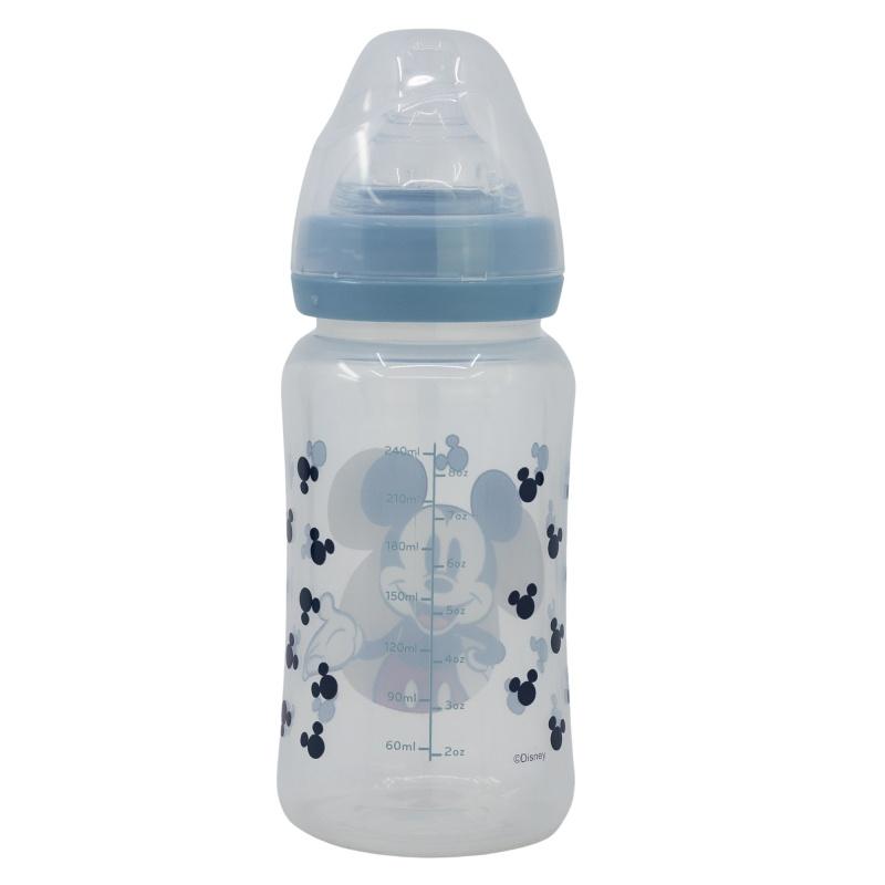 STOR Dojčenská antikoliková fľaša Mickey Mouse Baby Blue, 240ml, 10402