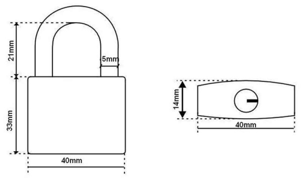 Zámok visiaci liatinový, farebný AB-40 mm, XL-TOOLS 5