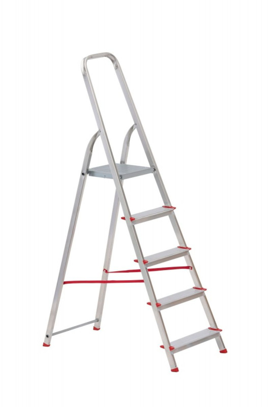 Schodíky ALVE EUROSTYL HOBBY 2915 5-stupienkové, červené, 175 cm, nosn. 120 kg