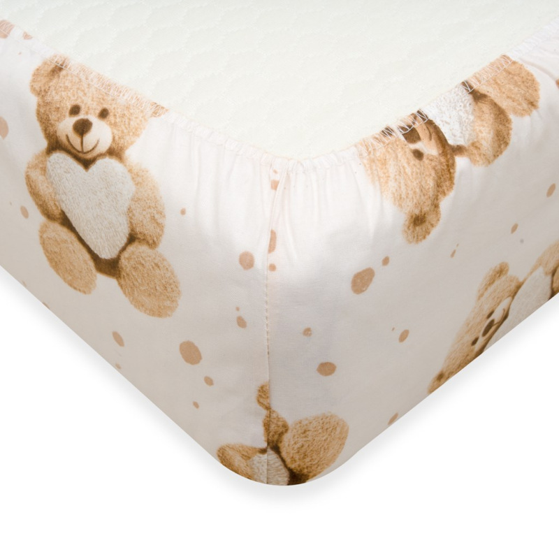 Bavlnené prestieradlo do postieľky New Baby Love Teddy Bear 120x60 cm beige 1