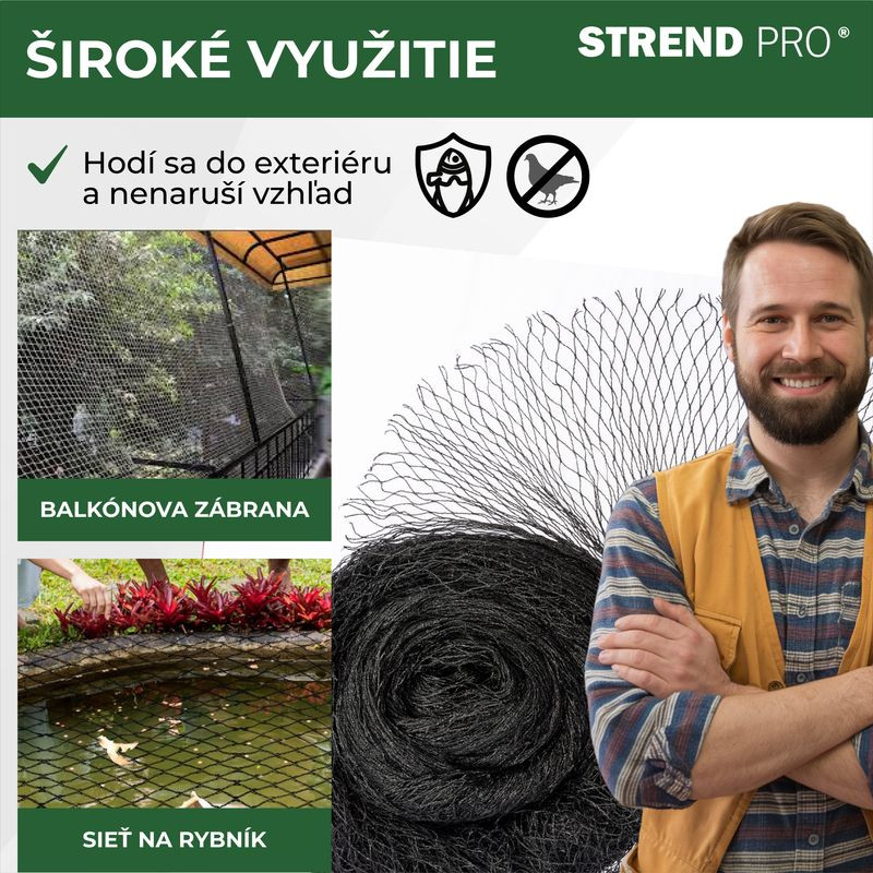 Sieť Strend Pro, 12x25 m, oko 25 mm, proti vtákom, PE 3