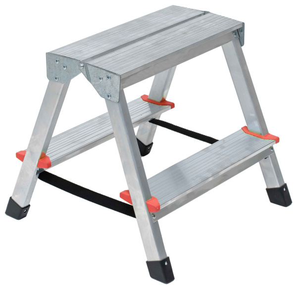 Schodíky hliníkové obojstranné - 2 stupne, 38 cm, nosnosť 120 kg, VASKO