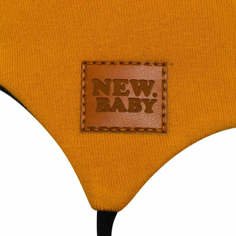 Dojčenská bavlnená čiapka s uškami New Baby Favorite hnedá 80 (9-12m) 2