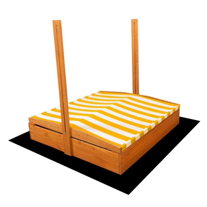 Detské drevené pieskovisko so strieškou Baby Mix 120x120 cm žlto-biele 1