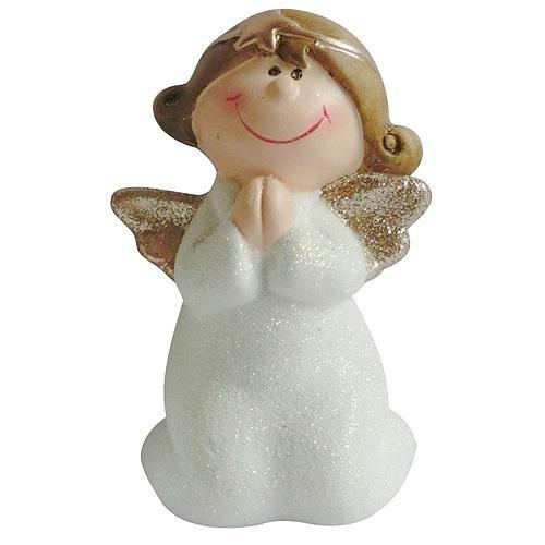 Postavička MagicHome Vianoce, Anjel modliaci, polyresin, 11 cm