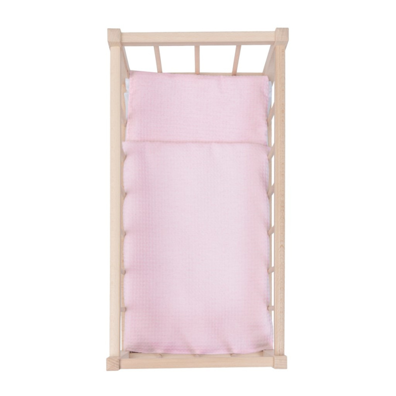 Drevená postieľka-kolíska pre bábiky s obliečkami Baby Mix 1