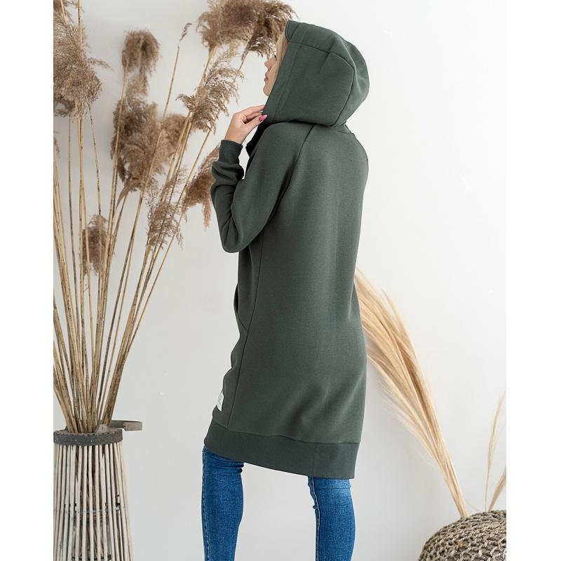 Dámska tepláková bunda dlhá Ika - Color : Khaki - XXL (extra extra large)