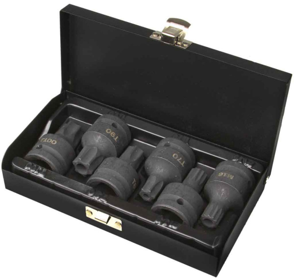 Sada úderových hlavíc TORX + SPLINE 3/4" T70, T80, T90, T100, M16, M18, 6-dielna, MAR-POL 1