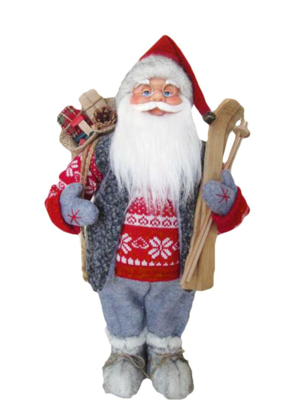 Dekorácia MagicHome Vianoce, Santa stojaci, s lyžami, 46 cm