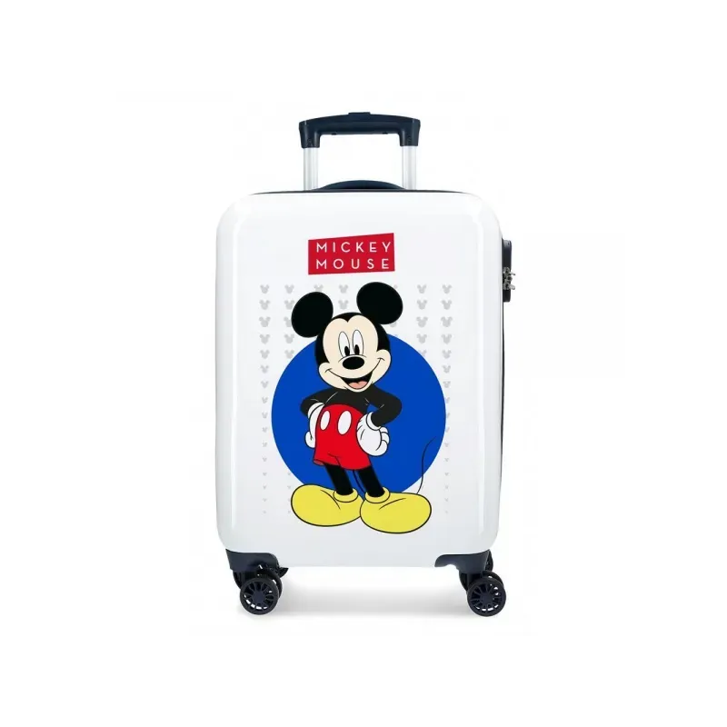 JOUMMA BAGS Luxusný detský ABS cestovný kufor MICKEY MOUSE White, 55x38x20cm, 34L, 4681762