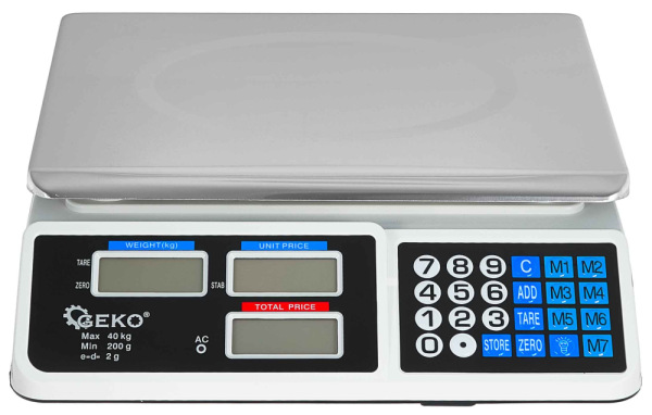 Digitálna stolná váha do 40 kg, plocha váženia 33 x 23 cm, GEKO 10