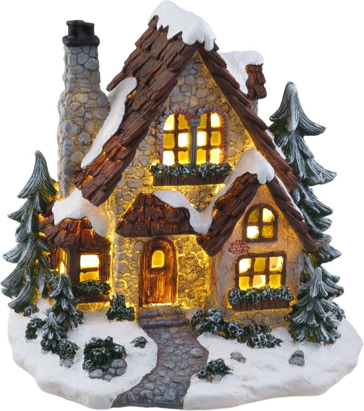 Dekorácia MagicHome Vianoce, Chalúpka LED, 3xAA, 22,5x17,5x21 cm