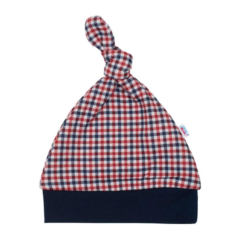 Dojčenská bavlnená čiapočka New Baby Checkered 56 (0-3m)