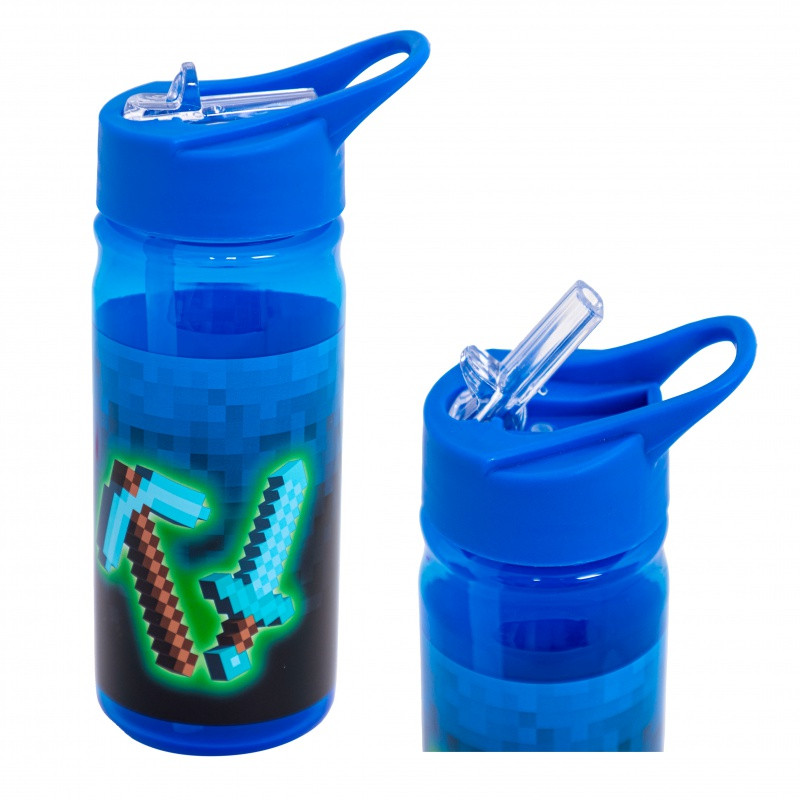 Plastová fľaša s výsuvnou slamkou AquaPure BLUE PIXEL, 450ml, 511025003