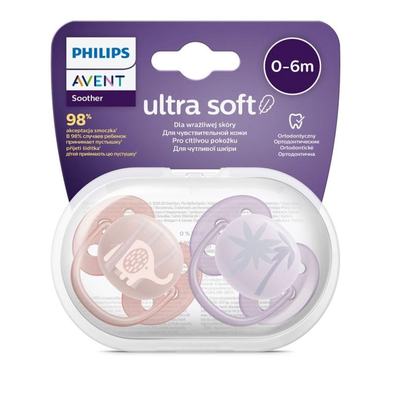 Dojčenský cumlík Ultrasoft Premium Avent zvieratká 0-6 miesacov 2 ks dievča 0-6 m
