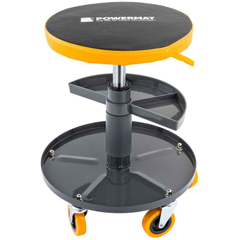 Stolička kruhová s pojazdovými kolieskami, výška sedenia 40-52 cm, POWERMAT 11