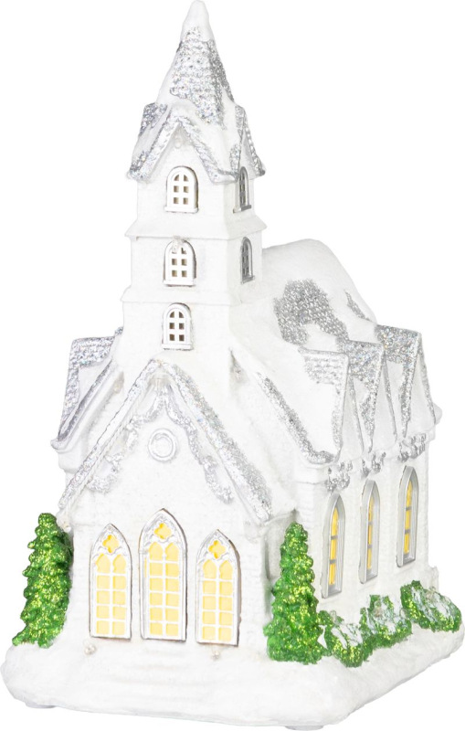 Dekorácia MagicHome Vianoce, Kostol, 22xLED teplá biela, 3xAA, 21x16x29 cm 1