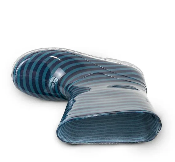 Chlapčenské čižmy PVC - potlač modré pruhy, Pidilidi, PL0091, modrá