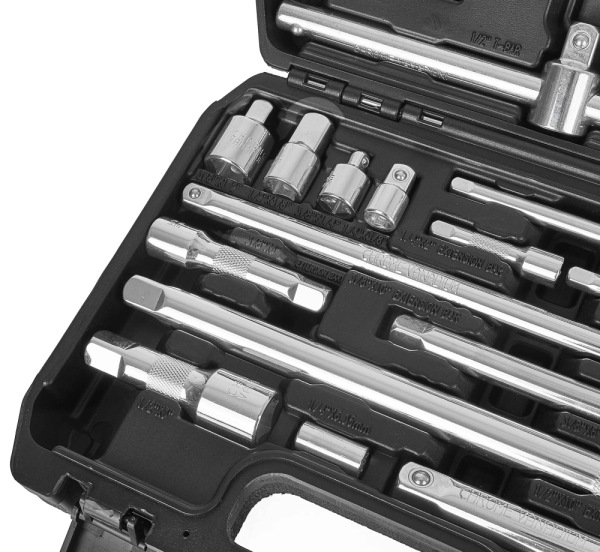 Sada vratidiel, predlžovacích nadstavcov a redukcii 1/4" 3/8" 1/2", 25-dielna sada, GEKO 6