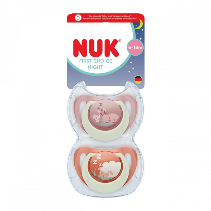 Cumlík NUK First Choice Night 0-6m 2 ks Bunny/Sheep 0-6 m 1