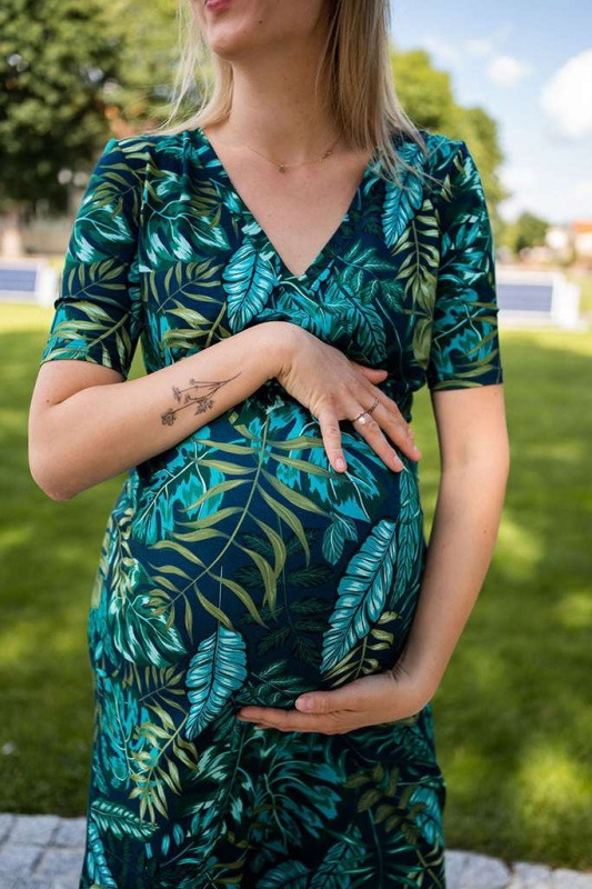 Tehotenské a dojčiace šaty Two Ways LONG milk & love zeleno modré S 4