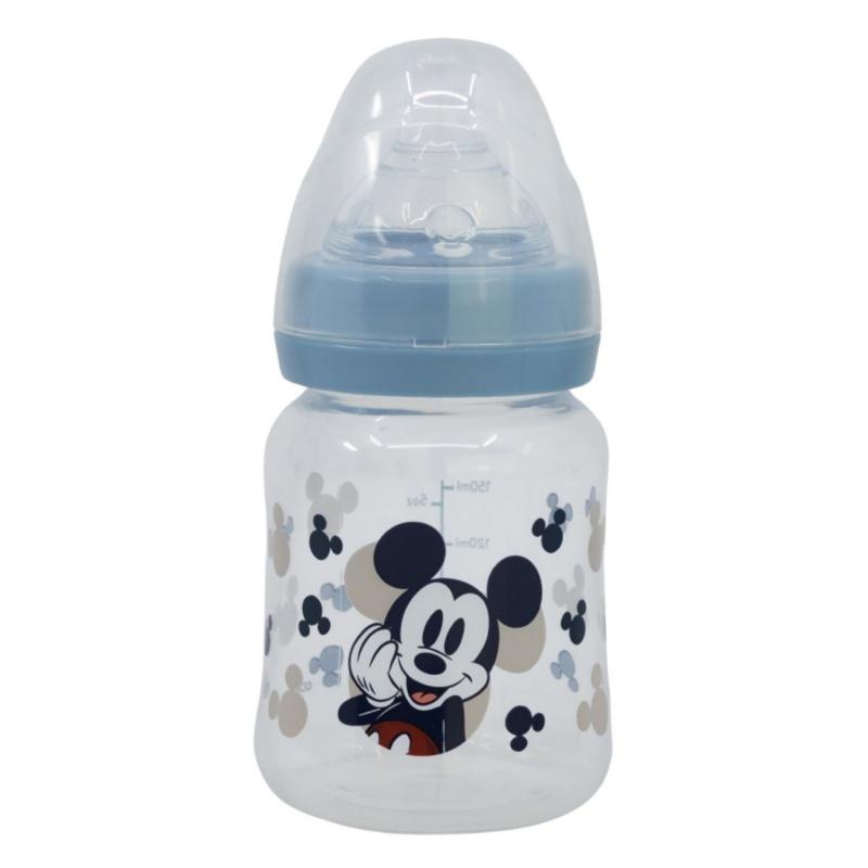 STOR Dojčenská antikoliková fľaša Mickey Mouse Baby Blue, 150ml, 10401