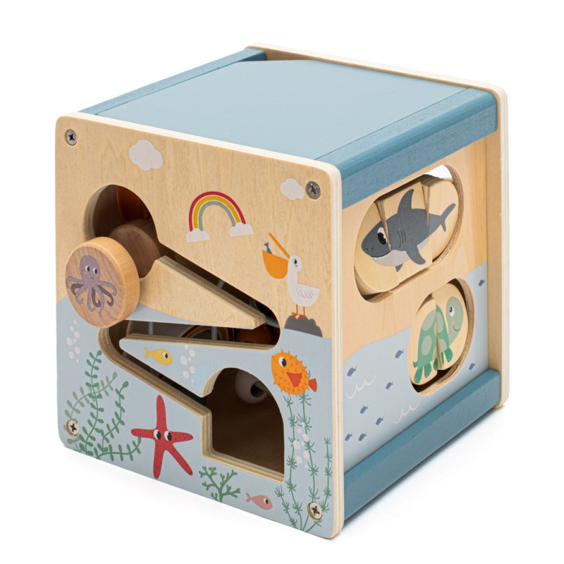 Drevená multifunkčná kocka Ocean Montessori Baby Mix 1