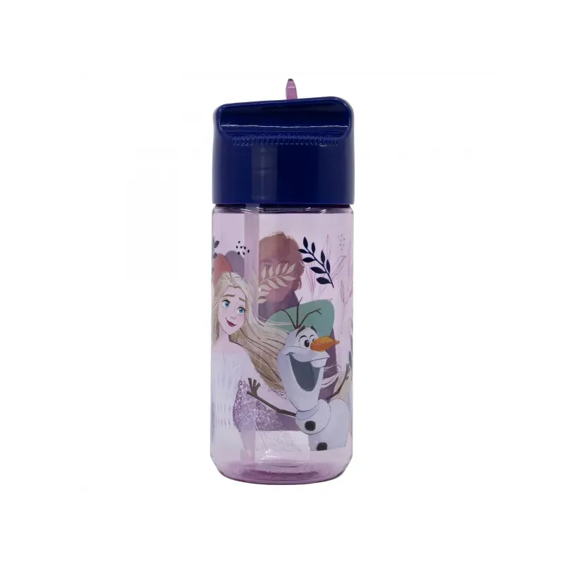 STOR Plastová fľaša s výsuvnou slamkou DISNEY FROZEN, Transparent Tritan, 430ml, 74236