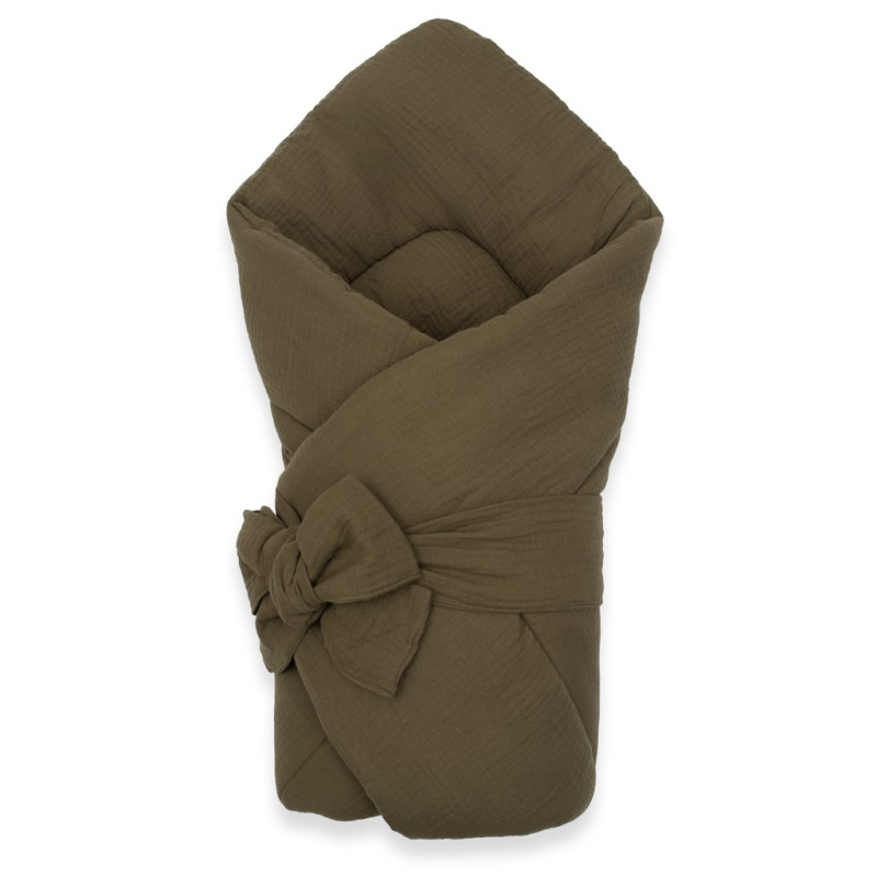 Mušelínová šnurovacia zavinovačka New Baby olive