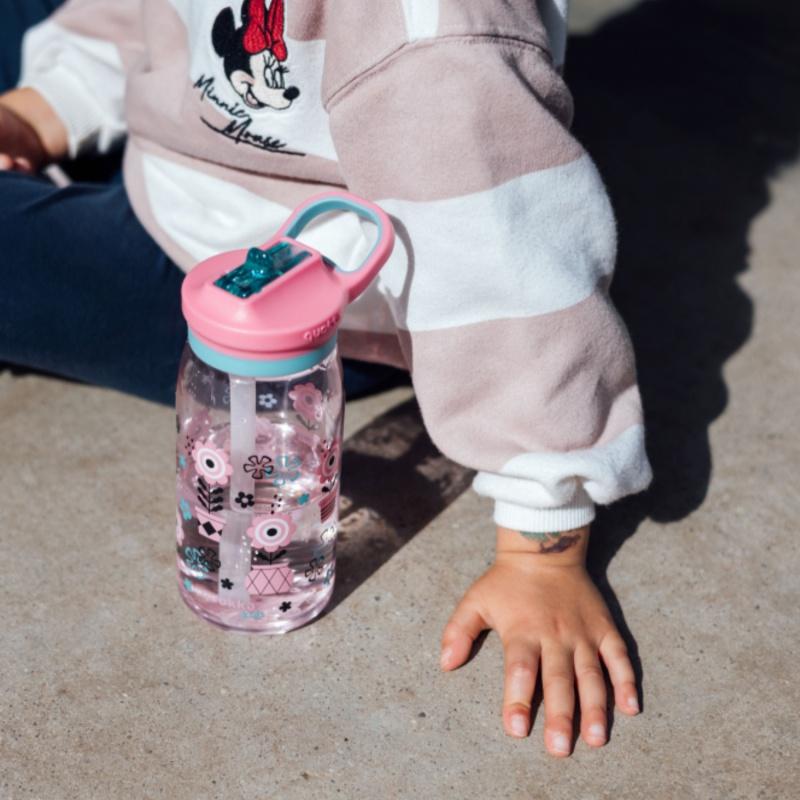 Quokka Kids Glow, Plastová fľaša so slamkou Melodic Flowers, 580ml, 40284 2