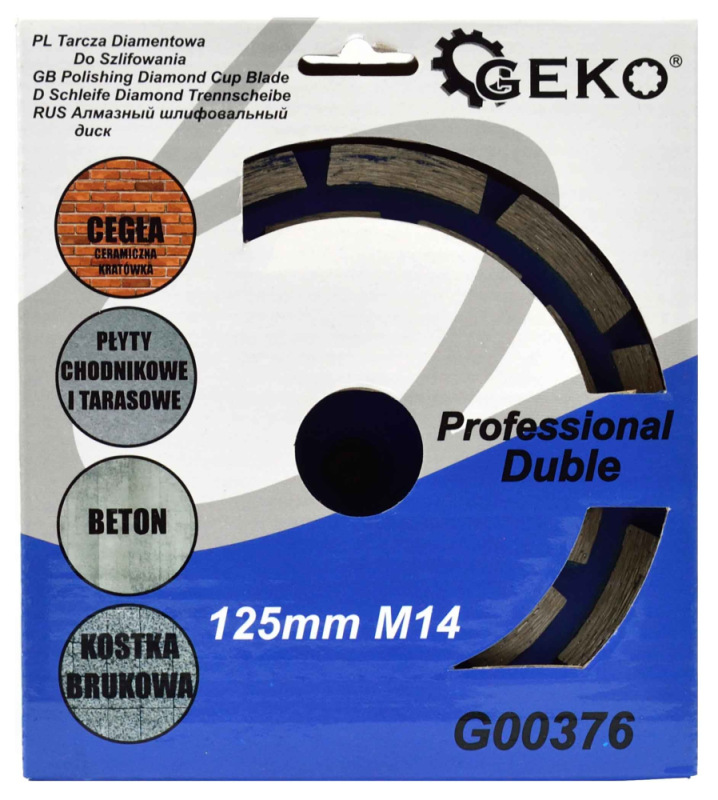 Brúsny diamantový kotúč 125 x 22 mm dvojradový so závitom M14, GEKO 5