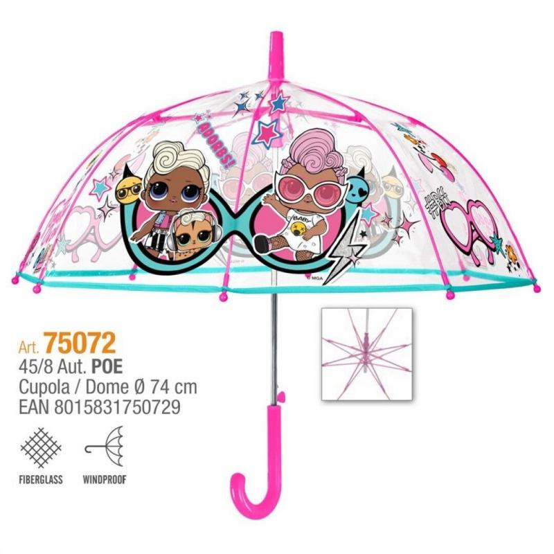 PERLETTI® Detský automatický dáždnik L.O.L. Surprise Transparent, 75072