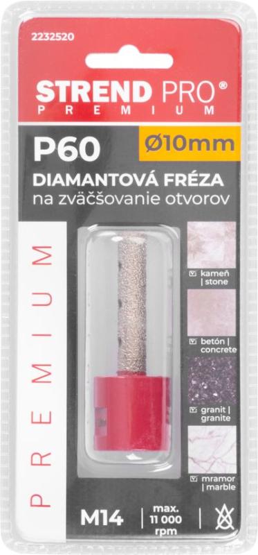 Fréza Strend Pro Premium DM617, M14, 10 mm, G60, diamant, na zväčšovanie dier k vyrezávacím ko