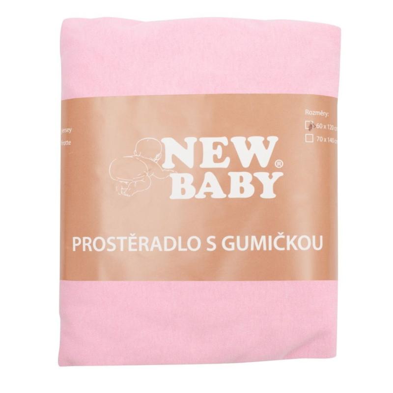 Jersey prestieradlo do postieľky New Baby 120x60 ružové