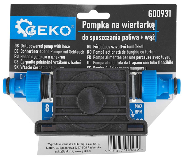 Čerpadlo na palivo, olej a vodu do vŕtačky, hadica 2 x 3 m, GEKO 8