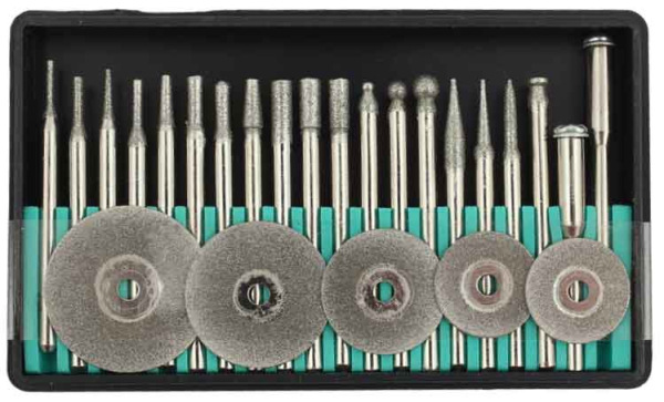 Sada diamantových fréz MINI, 25-dielna, stopka 3 mm, XL-TOOLS