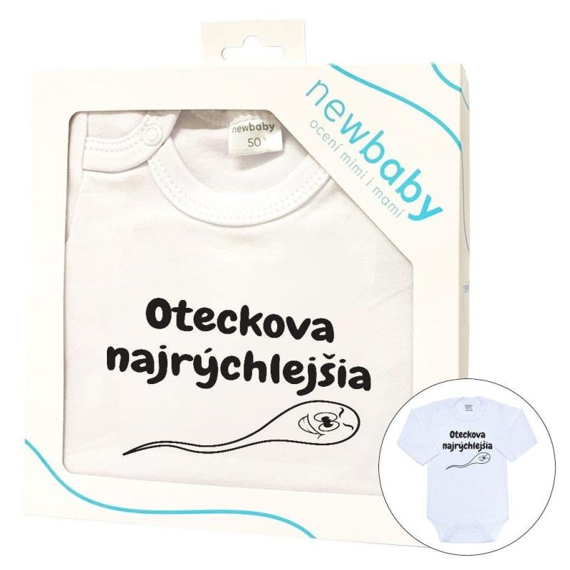 Body s potlačou New Baby Oteckova najrýchlejšia - darčekové balenie 56 (0-3m)