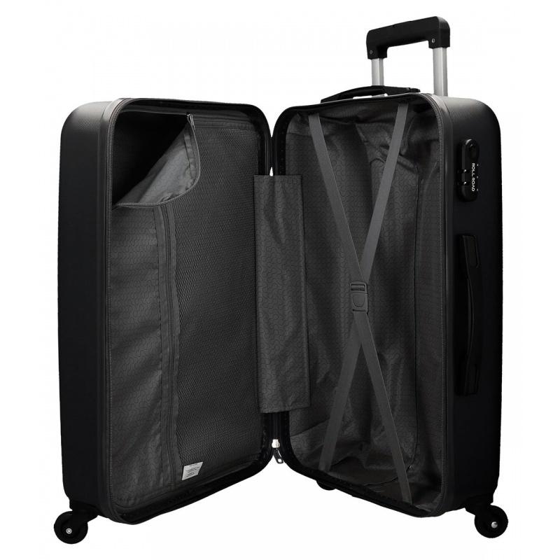 ROLL ROAD Flex Black, Sada ABS cestovných kufrov, 55-65cm, 5849560