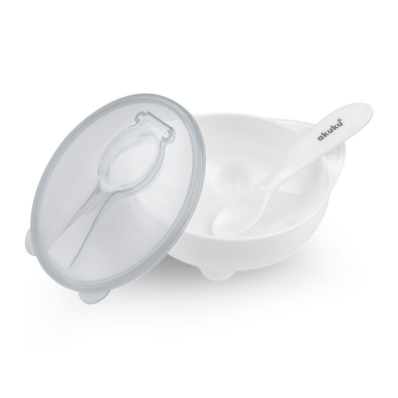 Miska a lyžička Akuku biela 1