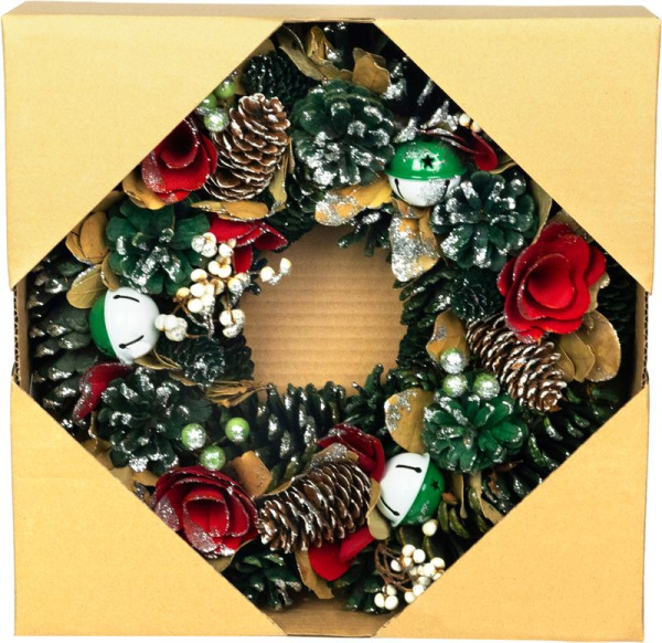 Veniec MagicHome Vianoce, závesný, zelený, 30x30x8 cm 1