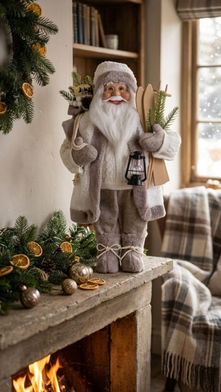 Dekorácia MagicHome Vianoce, santa, textil, šedý, 16x26x45 cm 1